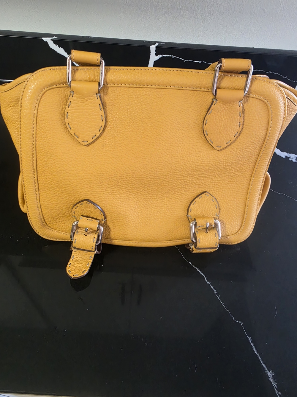 Fendi Seleria Women's Marigold Leather Satchel Handbag